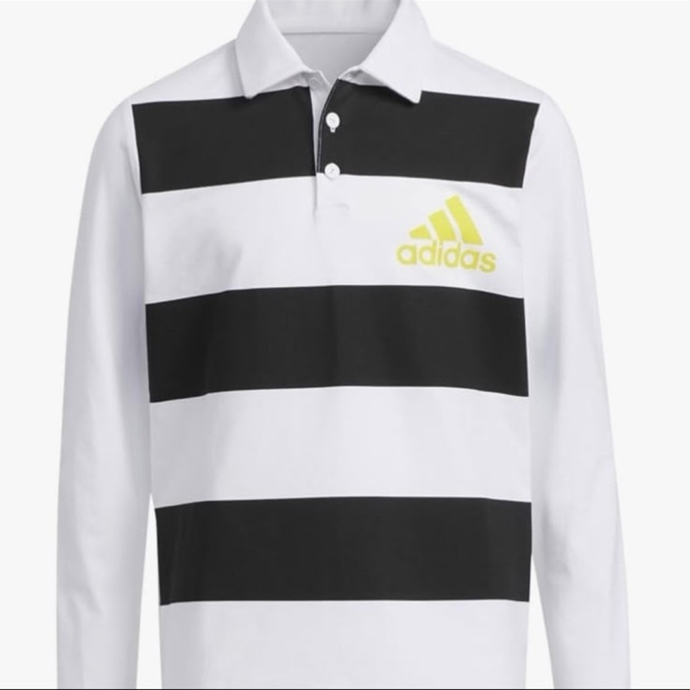 Adidas Boy’s Badge of Sport Long Sleeve Rugby Golf Polo Shirt NWT